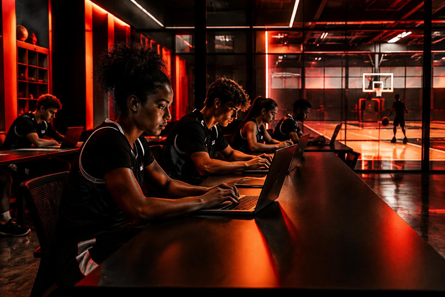 Student-athletes building software in the ACT learning lab